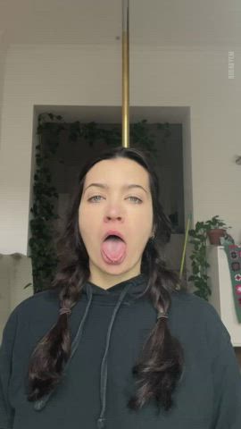 big tits brunette eye contact natural tits onlyfans pigtails tits titty drop tongue