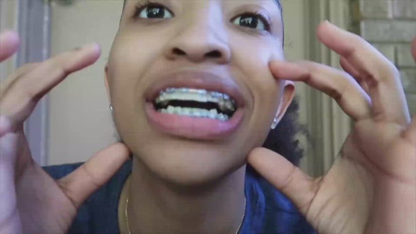 black braces ebony fetish giantess kinky pov sfw vore mouth-kink gif