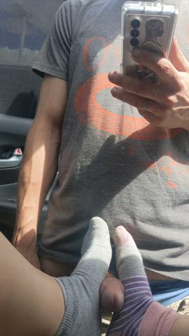 amateur big dick cute foot fetish footjob outdoor public real couple socks gif