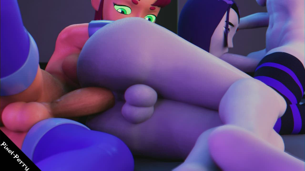 Alien Anal Animation Futanari Goth Spitroast Threesome gif