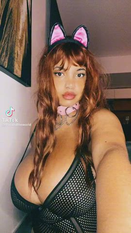 alt big tits choker cleavage costume ebony huge tits natural tits pierced gif