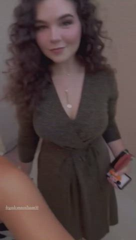 busty curly hair dancing gif