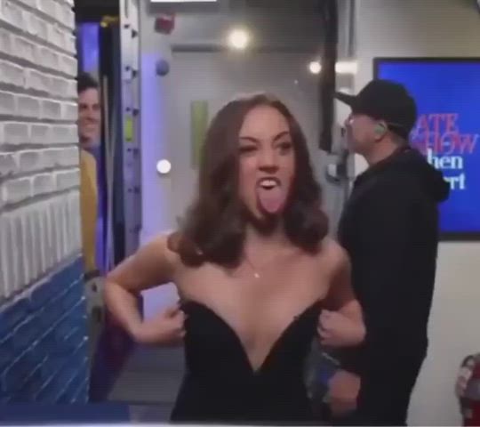 aubrey plaza dress tongue gif