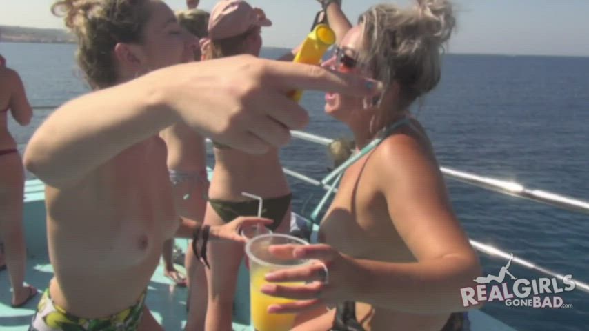 Boat Party Public Topless gif