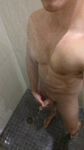 cock jerk off shower gif