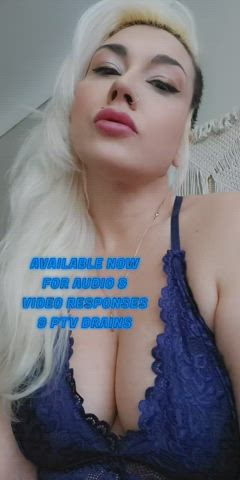 blonde cleavage femdom findom goddess loyalfans milf mistress onlyfans gif