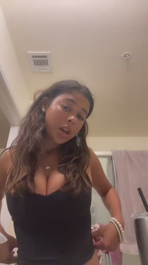 big tits natural tits tank top gif