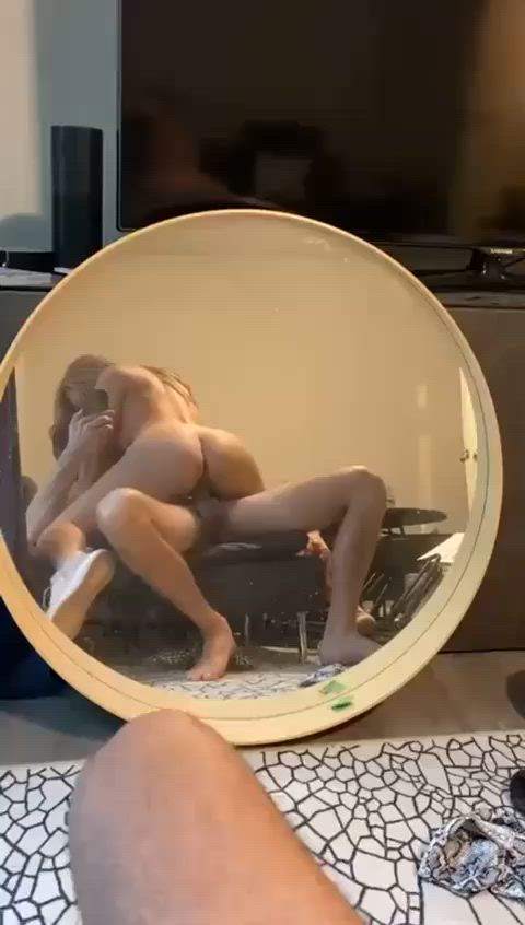 ass cowgirl mirror riding gif