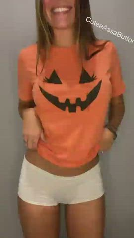 cute halloween skinny tits gif