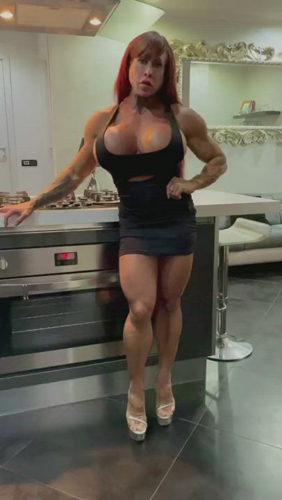 Bodybuilder Fake Boobs Huge Tits Muscular Milf gif