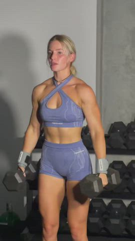 Australian Blonde Workout Fitness Gym Blue Eyes Slow Motion gif