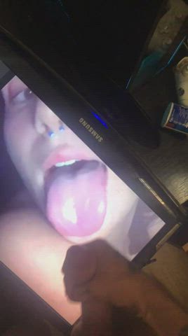 cumshot tongue fetish tribute gif