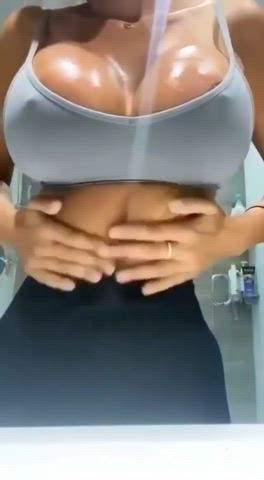 big tits huge tits rubbing gif