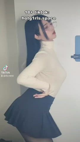 asian ass babe booty flashing striptease tease thick tiktok tits gif