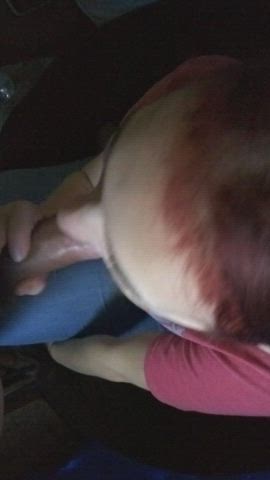 Amateur Blowjob Girlfriend Redhead Sloppy gif