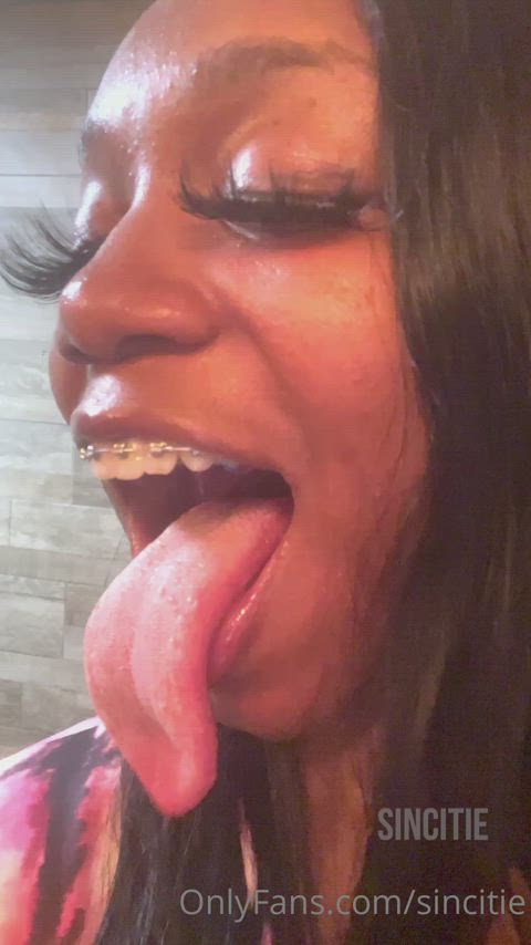 ebony long tongue tongue tongue fetish gif