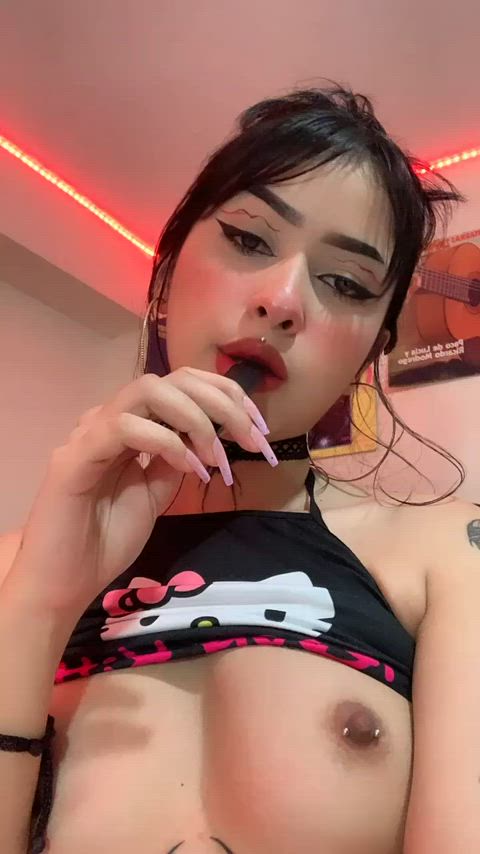 cute latina natural tits onlyfans sexy vaping gif