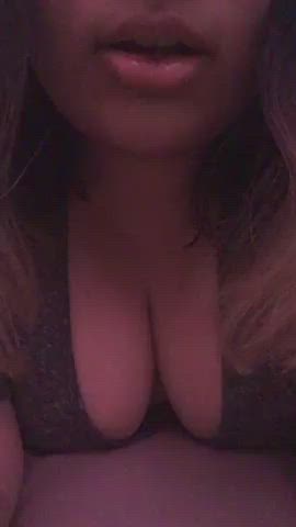 cleavage lips tease gif