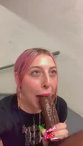 bbc blowjob interracial sloppy spit white girl gif