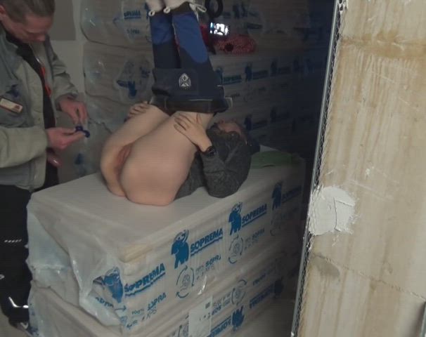 fucking his boss on a pallet of insulation at the job site