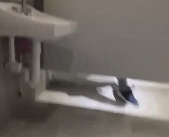 caught gay jerk off public toilet gif