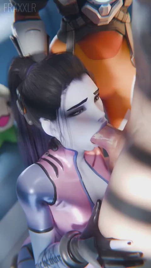 3d animation blowjob cleavage deepthroat overwatch rule34 gif