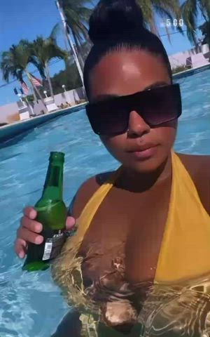 Latina Ponytail Pool Thick gif