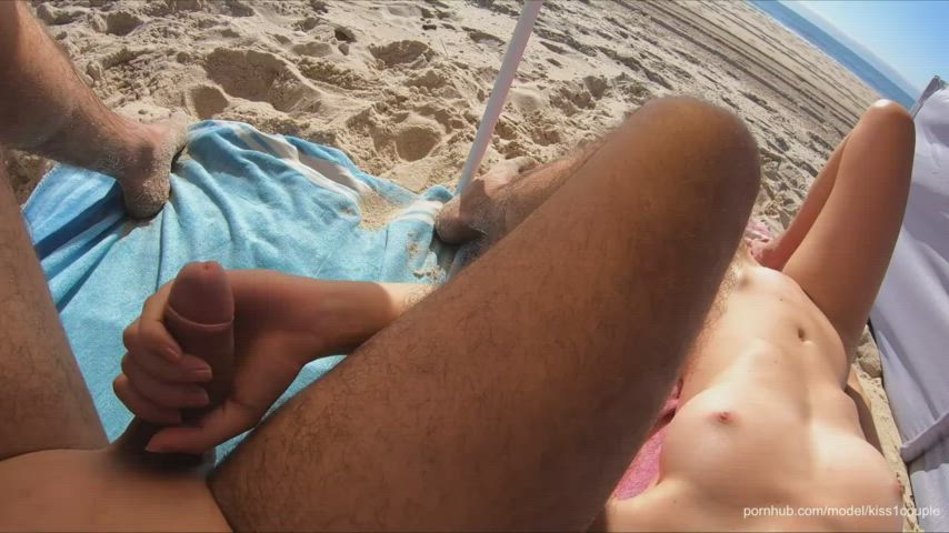 amateur beach handjob gif