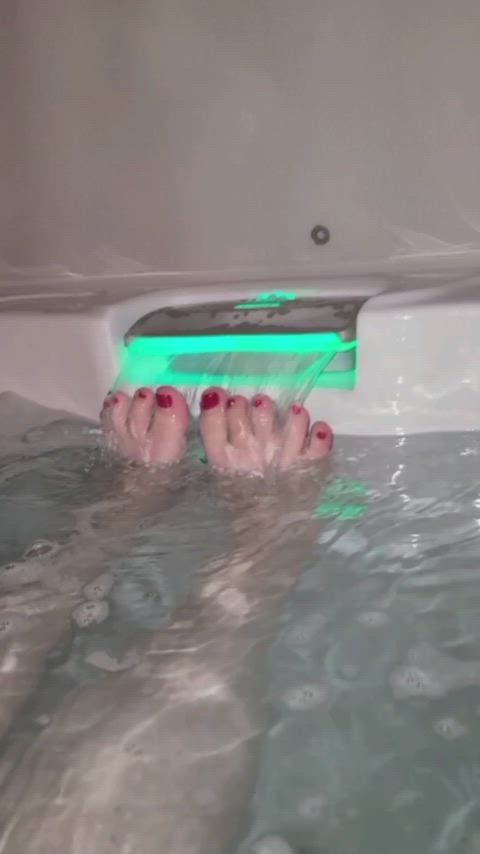 Toes in the hot tub