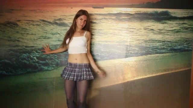 Grey Pantyhose and Mini Skirt Dance