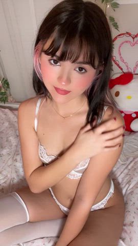 18 years old asian brown eyes cute innocent lingerie petite gif