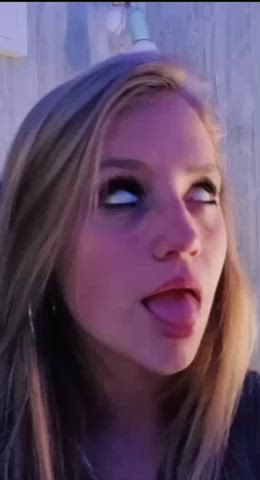 Ahegao Blonde Long Tongue Tongue Fetish gif