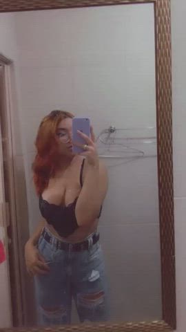 Big Tits Redhead Voyeur gif