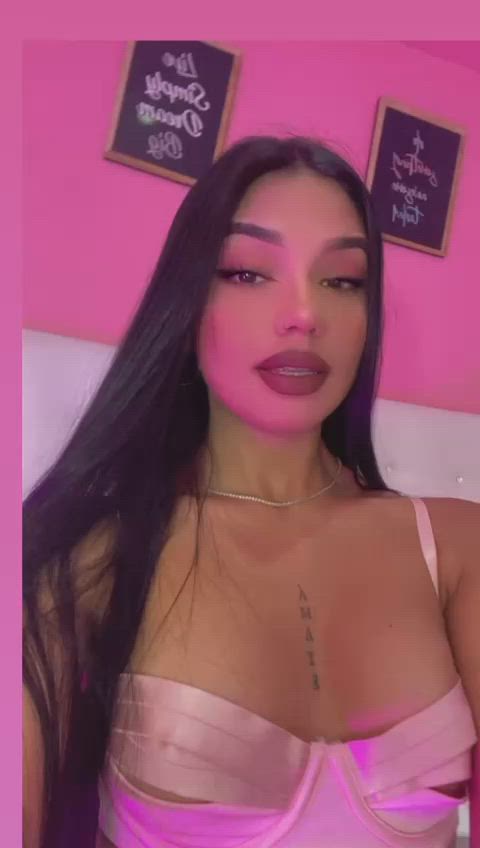 boobs cute latina lingerie natural tits sensual tattoo teen tits gif