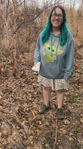 Was a windy day out today, wifey lifting her skirt to piss