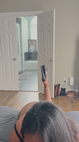 blowjob fishnet heels gif