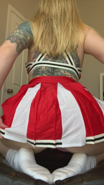 Ass Booty Butt Plug Cheerleader Thong Upskirt gif