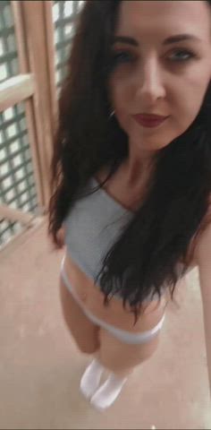 brunette petite small tits gif