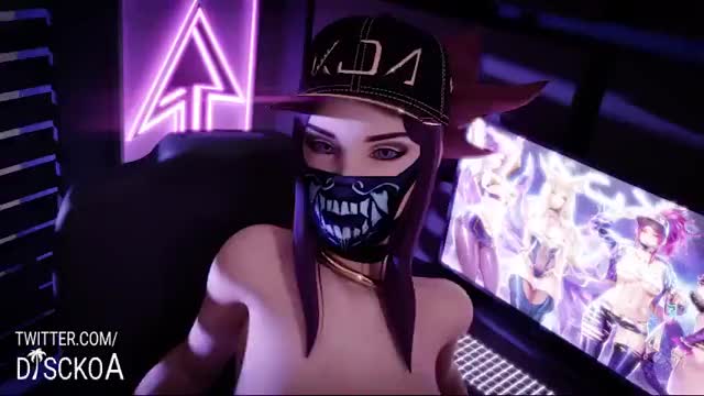 KDA Akali fucked missionary over her computer desk (DisckoA) - League of Legends