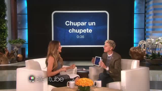 Sofia Vergara plays Heads Up with Ellen - Chupar un chupete