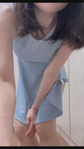 blue dress dressing room gif