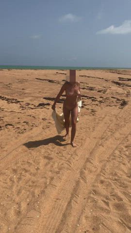 Beach Exhibitionist Naked Nudist Tits gif