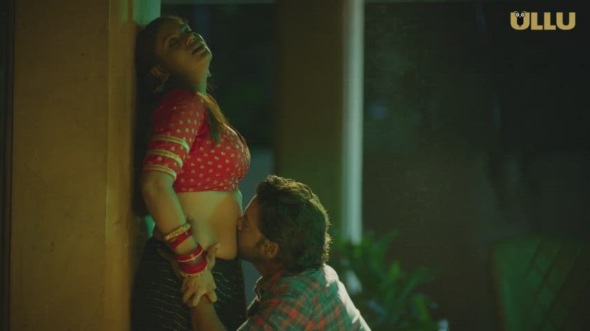 foreplay kissing saree gif