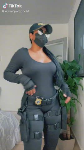 booty cosplay jiggling latina police tease tiktok twerking uniform gif