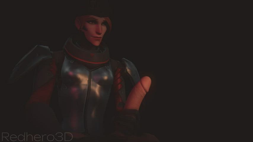 3d animation cock eye contact femdom handjob milf overwatch rule34 smile gif