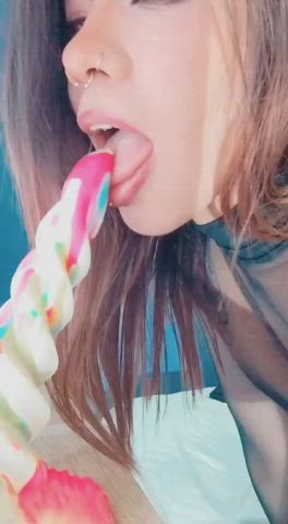 blowjob deepthroat dildo licking sucking gif