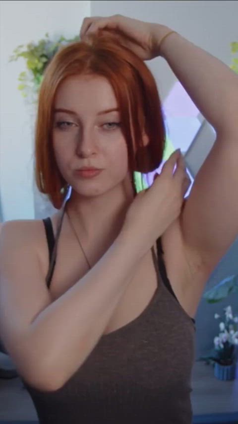 amateur armpit armpits busty non-nude redhead tank top tease teen tits solo-armpits