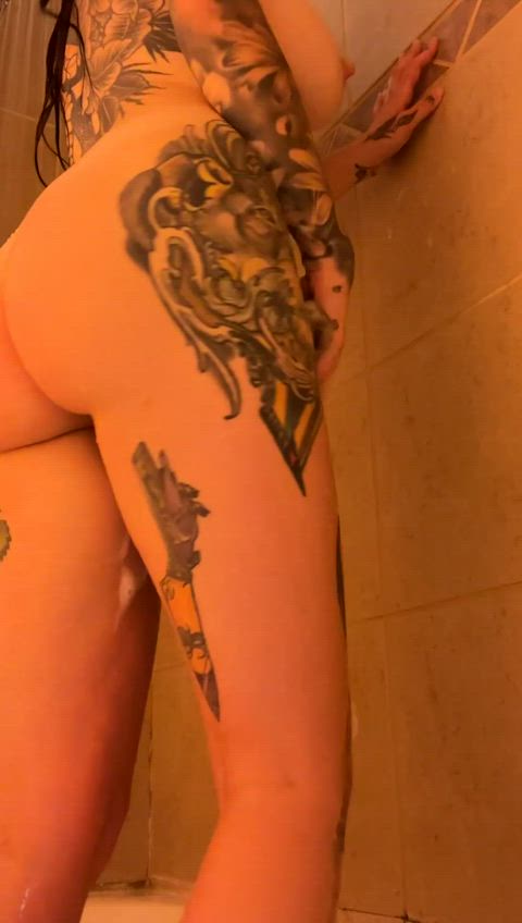 ass onlyfans redhead shower soapy tattease tattoo tattooed wet tattedphysique gif