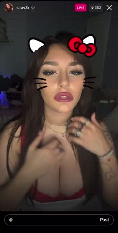 big tits brunette flashing nipslip gif