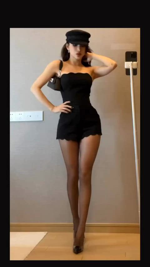 babe brunette long legs sexy gif